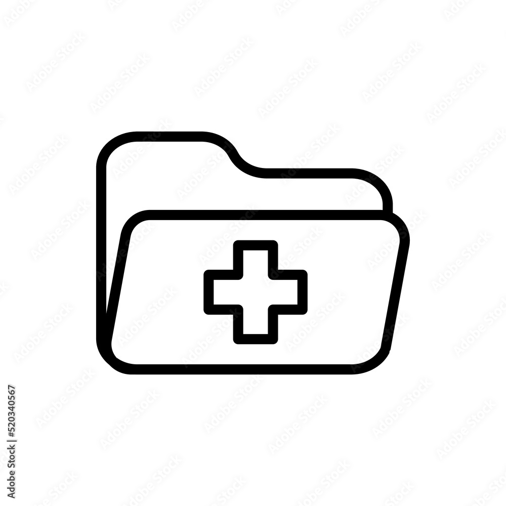 Medical or health record folder simple icon vector. Flat design Medical or health record folder simple icon vector. Flat design