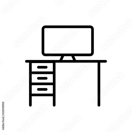 Pc table simple icon vector. Flat design