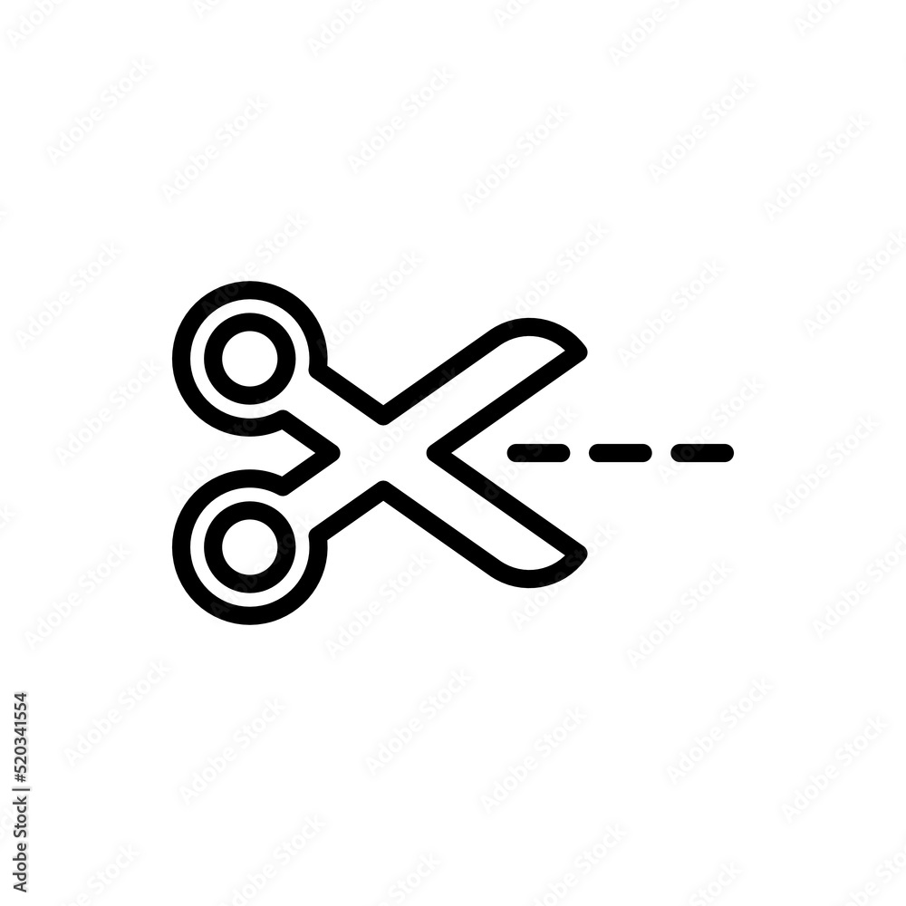 Scissors with cut line simple icon vector. Flat design Scissors with cut line simple icon vector. Flat design