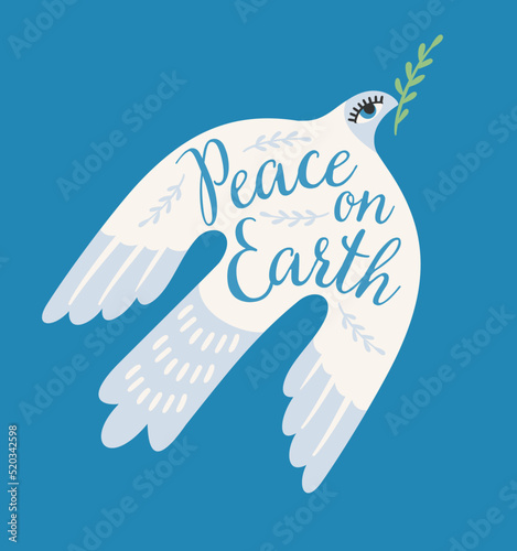 Peace on Earth. Dove of peace. Template for card, poster, flyer and other