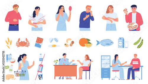 Food Allergens Allergy Icon Set