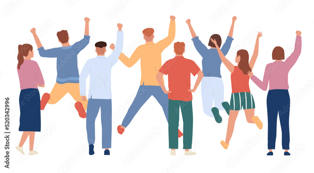 Flat Cheering People Composition Flat Cheering People Composition