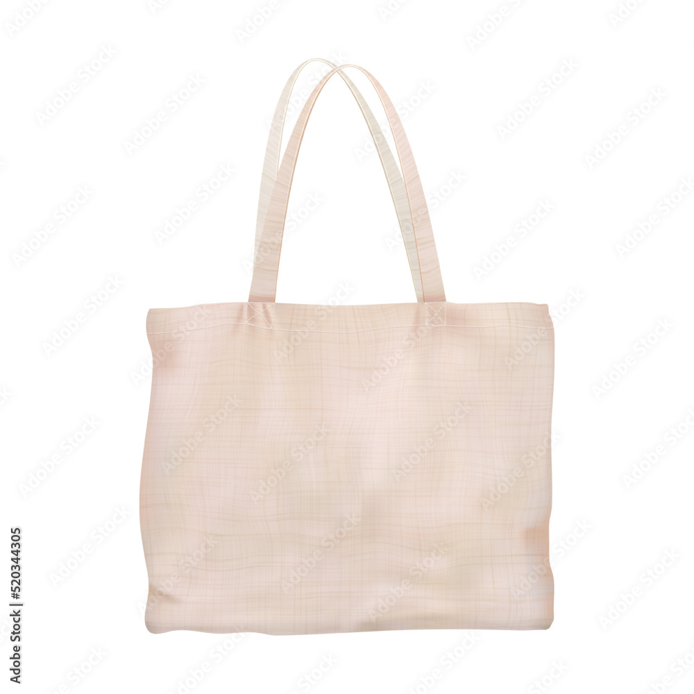 White blank mockup of cotton tote bag with cloth texture isolated from background. Eco friendly shopper. Zero waste. Vector advertising template. Fabric shopping sack. Totebag with handles White blank mockup of cotton tote bag with cloth texture isolated from background. Eco friendly shopper. Zero waste. Vector advertising template. Fabric shopping sack. Totebag with handles