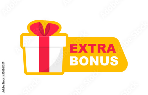 Extra bonus label banner. Modern banner with surprise gift. Web template for promotion. Bonus icon. Vector illustration.