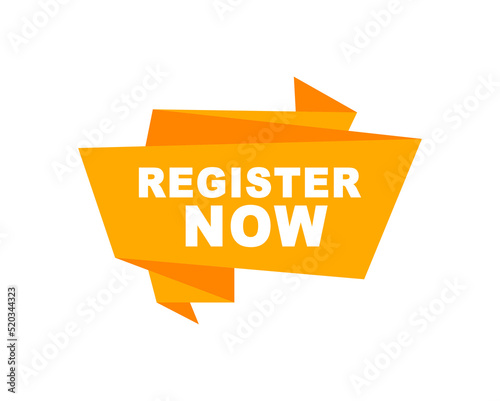 Register now label. Badge for registration. Vector illustration.
