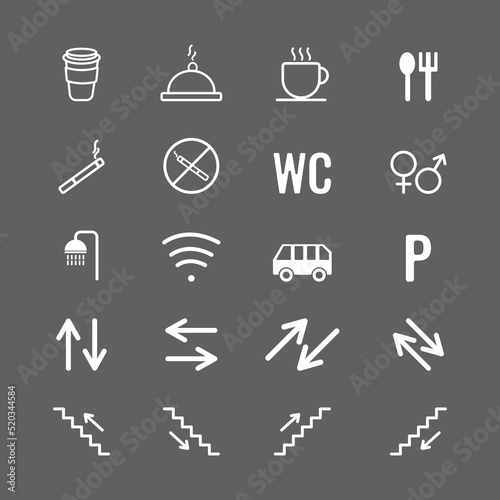 white wayfinding signage icons