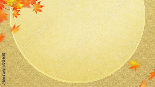oriental golden background material depicting autumn leaves