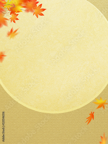 Oriental golden background material depicting autumn leaves