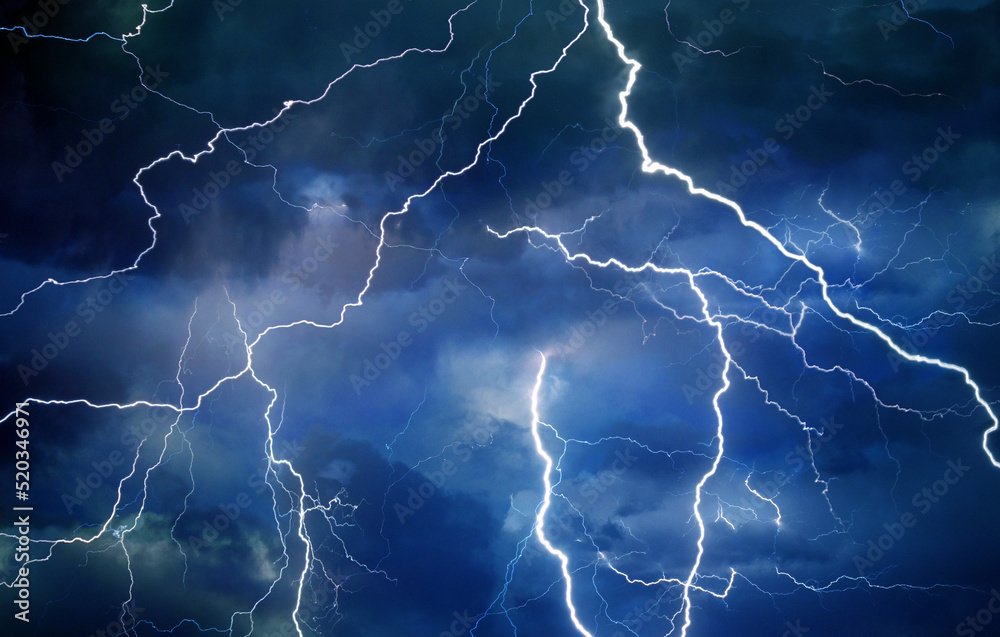 Fototapeta premium Fork lightning striking down during summer storm