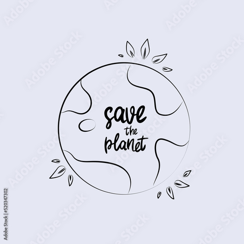 cartoon flat illustration save the planet outline