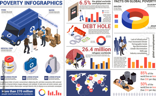 Debt Hole Isometric Infographics