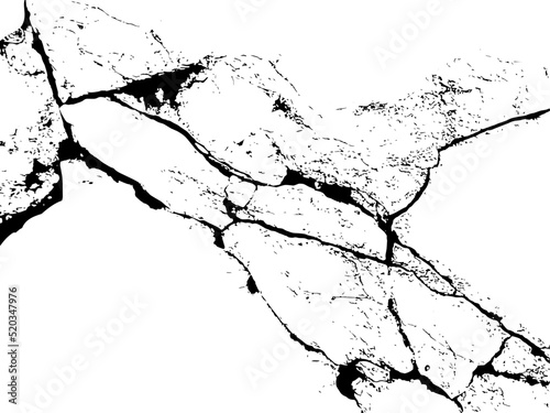Cracks white wall texture, vector template Broken material background