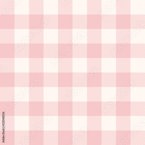 Seamless pastel pink gingham pattern. Vector geometric vichy background