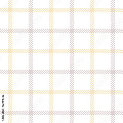 Seamless tattersall pattern in pastel lilac, yellow, white. Vector textile background photo