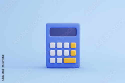Financial icon concept. money management, financial planning, calculating financial risk, calculator with coins stack and graph on pink background. 3d illustration
