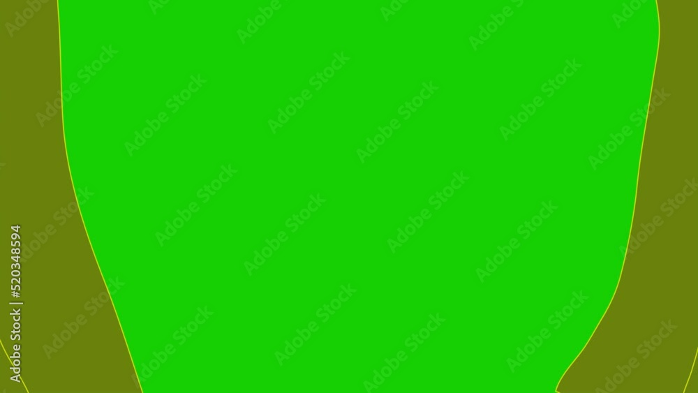 Cartoon green curtain transitions on a green screen. Cartoon green