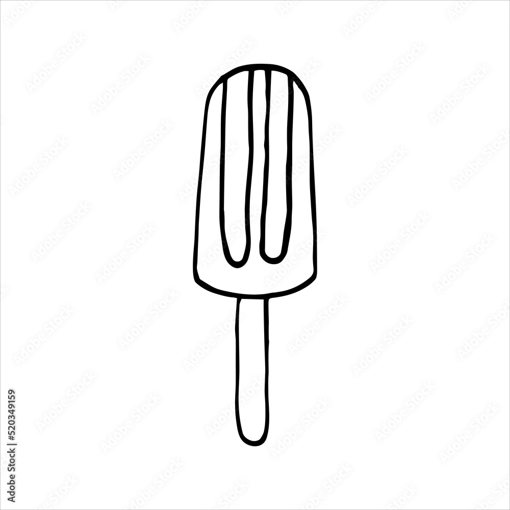 Doodle ice cream. Popsicle on the stick. Hand-drawn vector illustration Doodle ice cream. Popsicle on the stick. Hand-drawn vector illustration