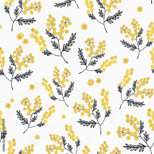Yellow pattern with flowers and pollen