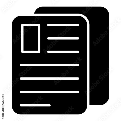 A solid design icon of curriculum vitae