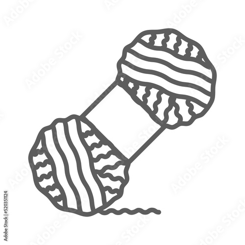 Yarn woolen, cashmere or acrylic ball for knitting hobby. Wool thead skein icon for hand made shop