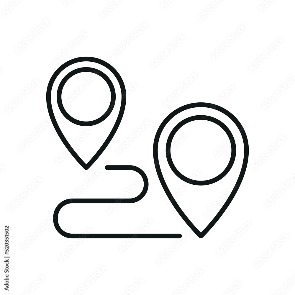 Geolocation map path distance icon - editable stroke Geolocation map path distance icon - editable stroke