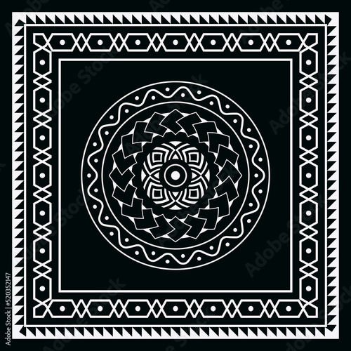  Tribal bandana pattern vector, shawl, tablecloth, neck scarf, handkerchief design.