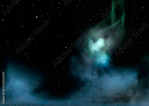 Fototapeta Naklejka Na Ścianę i Meble -  Far being shone nebula and star field against space.