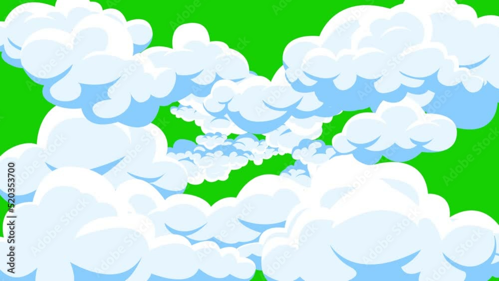 Vidéo Stock Cartoon cloud transitions on green screen. Cartoon cloud