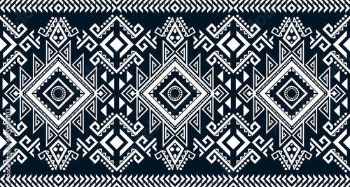 Abstract ethnic geometric print pattern design repeating background texture in black and white. EP.61 photo