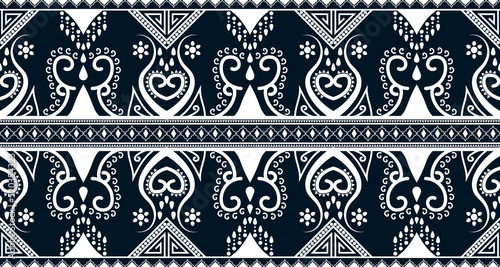 Abstract ethnic geometric print pattern design repeating background texture in black and white. EP.90