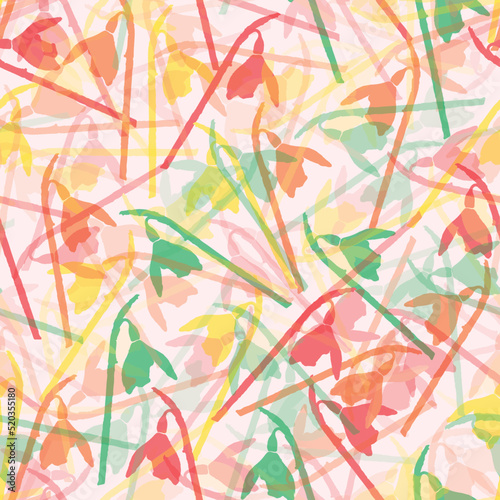 seamless plants pattern background with doodle multicolour flowers   greeting card or fabric