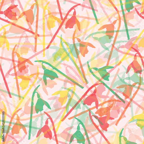 seamless plants pattern background with doodle multicolour flowers , greeting card or fabric