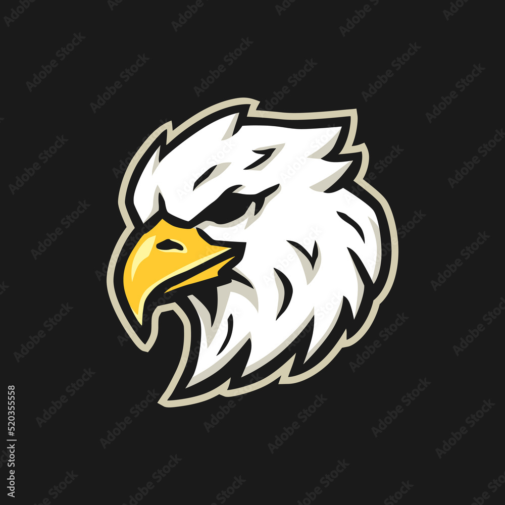 Fototapeta premium Eagle head vector illustration template. Winged predator mascot logo clip art. Can be used for labels, signs, or stickers.