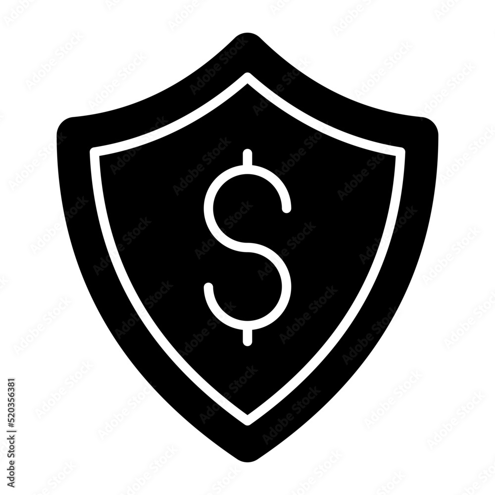 Dollar inside shield, icon of financial security Dollar inside shield, icon of financial security