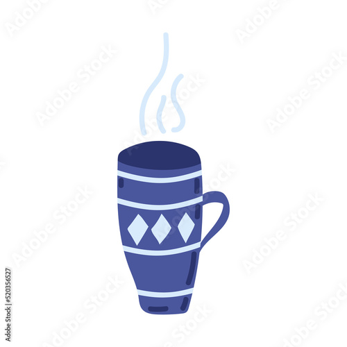 A cup with smoke Doodle style Cozy autumn. Flat vector illustration