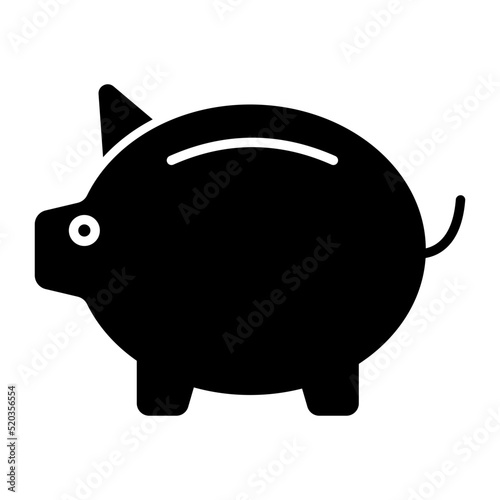 Glyph design icon of piggy bank