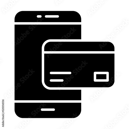     Card inside smartphone, icon of mobile card payment 
