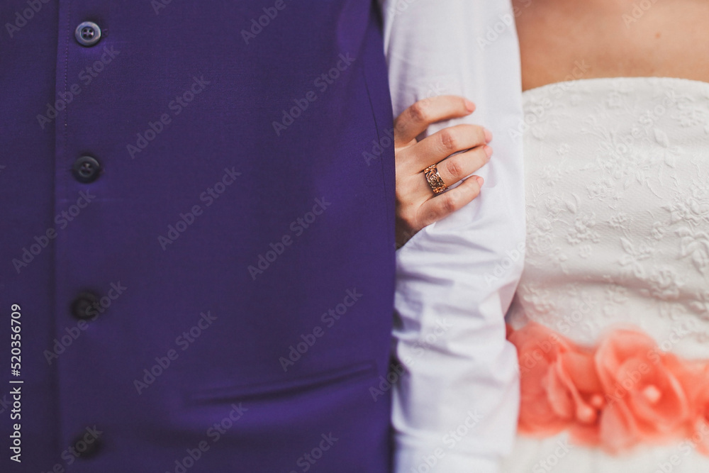 Engagement ring on the hand of the bride Engagement ring on the hand of the bride