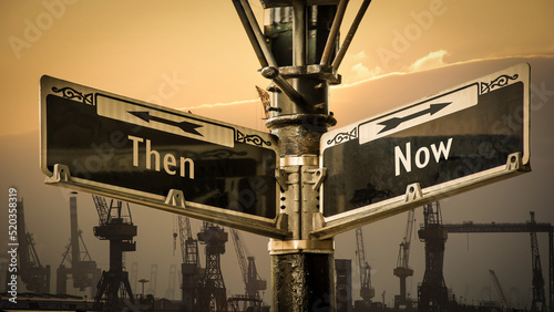 Принти на полотні Street Sign Now versus Then