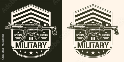 Military weapons vintage monochrome logotype