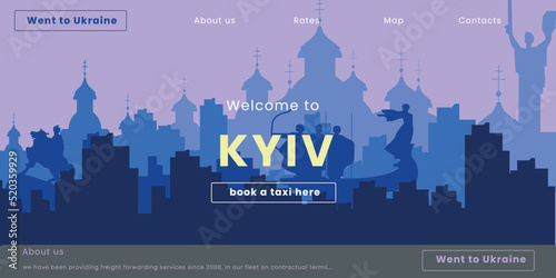 landing page for the site for ordering a taxi