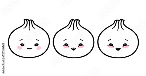 Baozi, Chinese Steamed Buns, Mantou, Chinese food, Steamed xiao long bao, Vector illustration