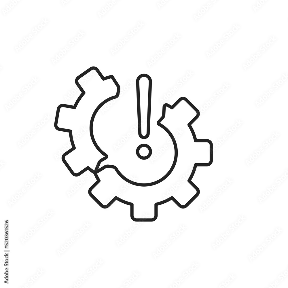 broken thin line gear wheel icon like failure system broken thin line gear wheel icon like failure system
