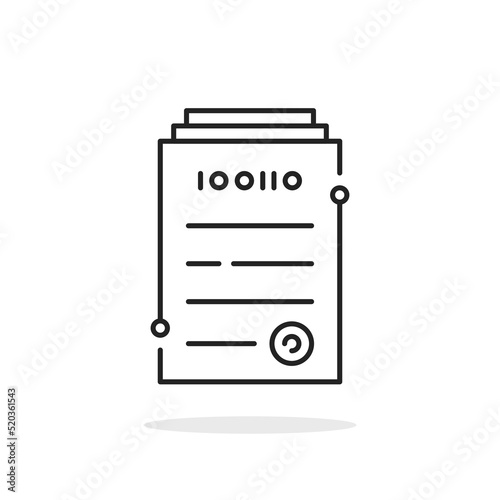 digital document or contract thin line icon