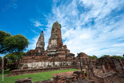 Landscape the ruins of ancient city of ayutthaya  Ayutthaya Historical Park  are the  famous sightseeing place at Phra Nakhon Si Ayutthaya Province  Thailand.  Public domain 
