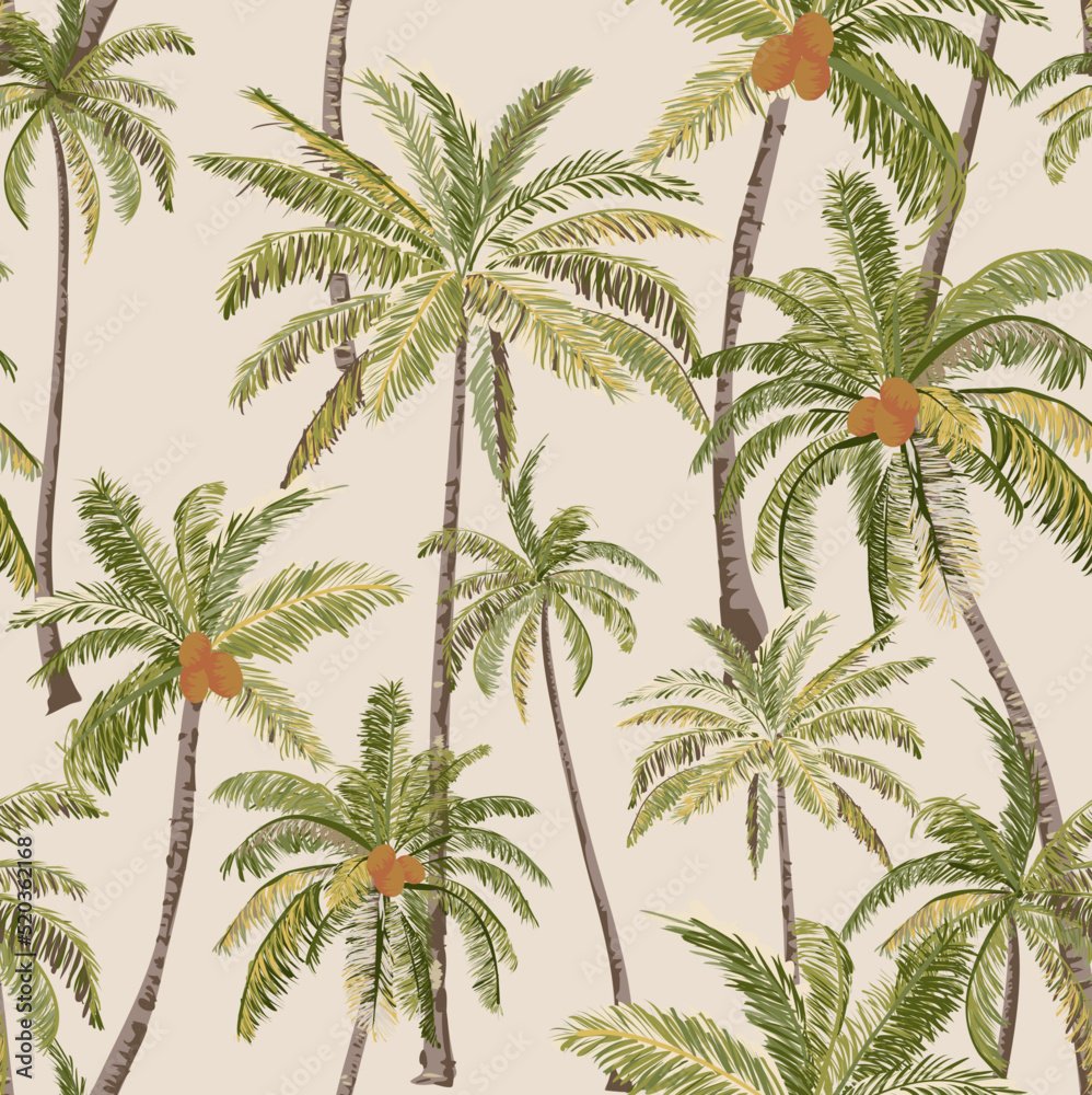 seamless pattern with palm trees - obrazy, fototapety, plakaty 