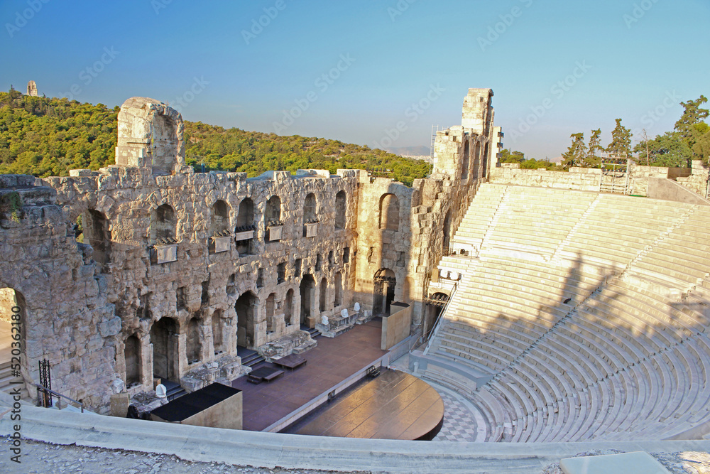 View of Odeon of Herodes Atticus from Acropolis of Athens, Greece
