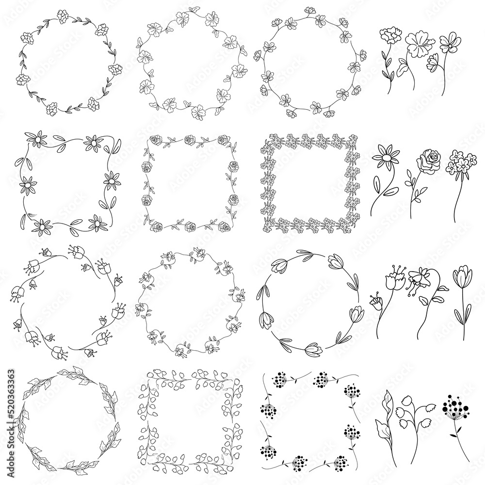 Collection of Artistic Hand Sketched Decorative Doodle Borders and Frames. Collection of Artistic Hand Sketched Decorative Doodle Borders and Frames.