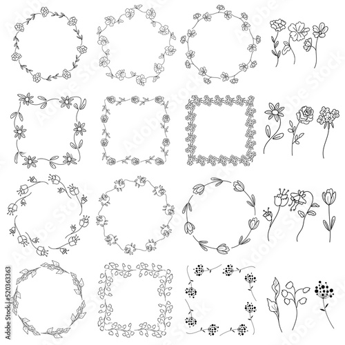 Collection of Artistic Hand Sketched Decorative Doodle Borders and Frames.