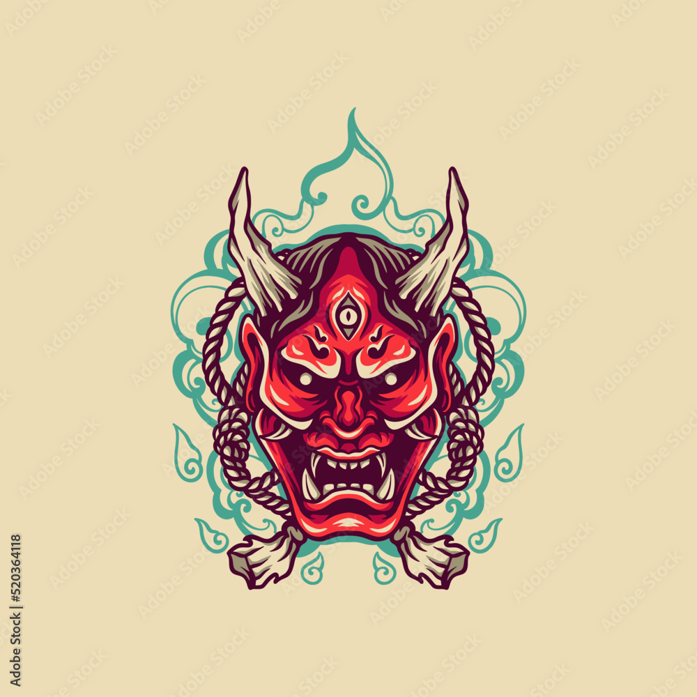 Devil Mask Retro Illustration